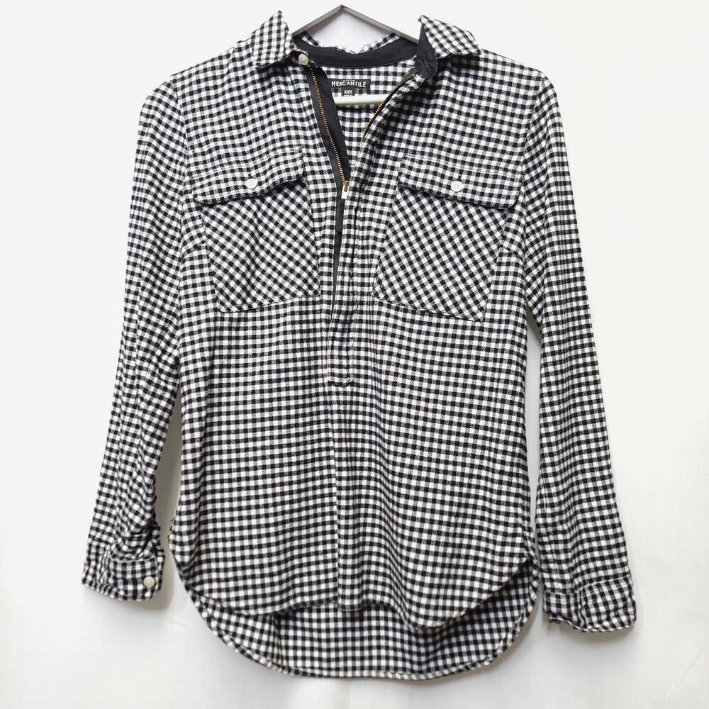 J Crew Mercantile Half Zip Pull Over Shirt Plaid Size Xxs Womens Top​​